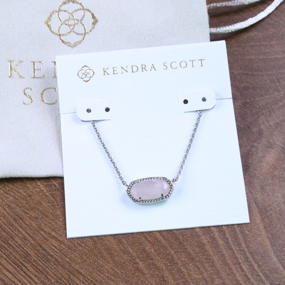 Kendra Scott Silver Necklace with Rose Quartz Pendant